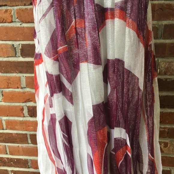 Bebe Spaghetti Strap Top Shimmer White Purple Red S Sheer Layered Baby Doll - Picture 4 of 10